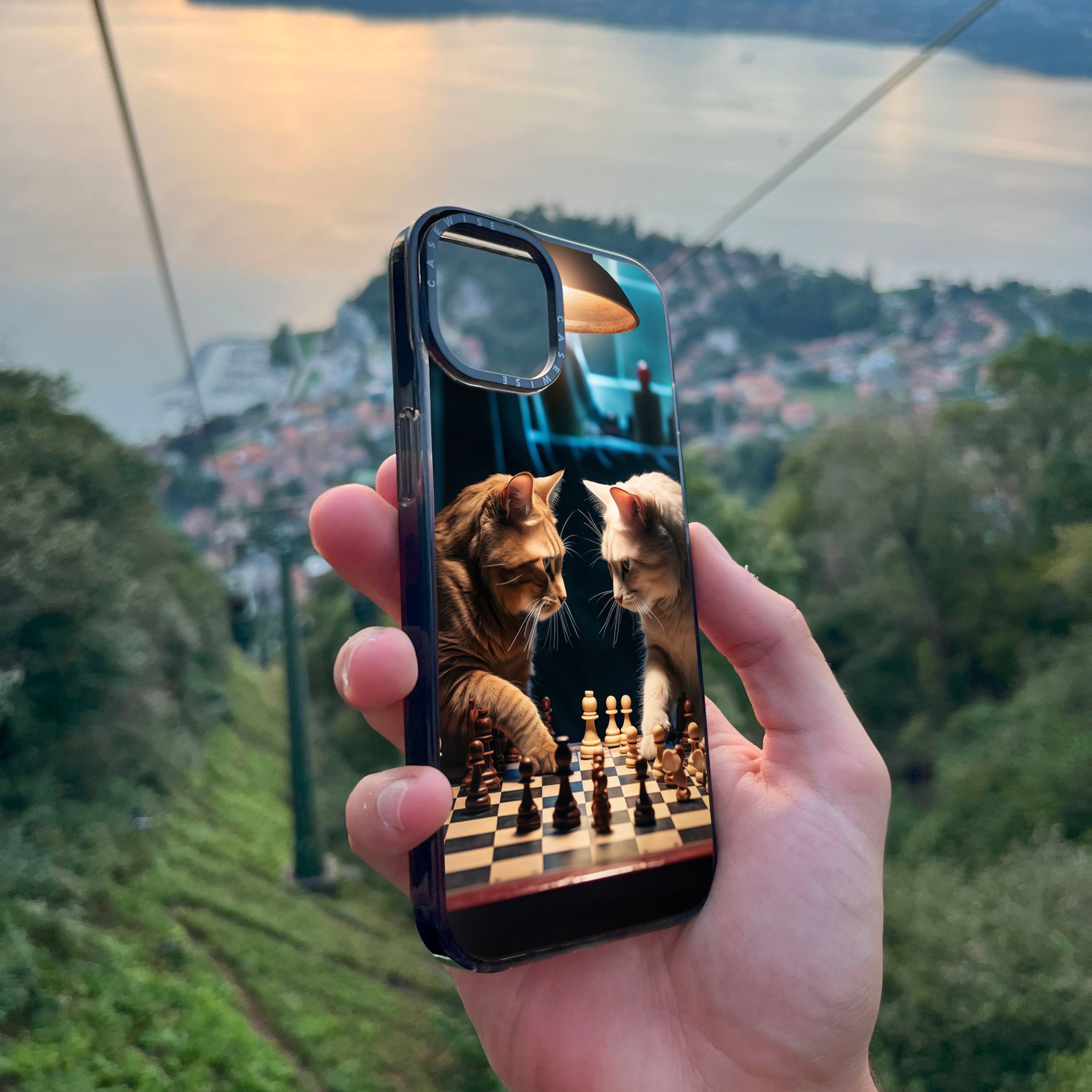 Katzen spielen Schach - Hülle