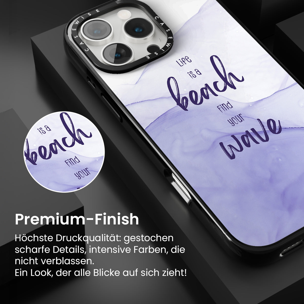 Das Leben ist ein Strand.Finde deine Welle.|Schwimmende Farben - Hülle