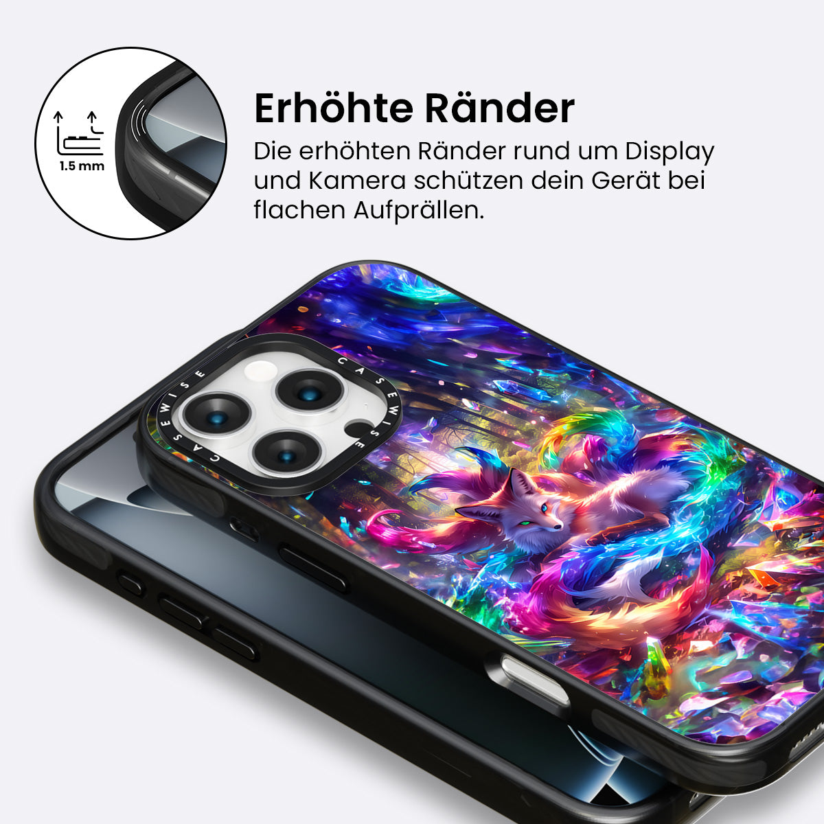 Kristallregenbogen -Kitsune -Fuchs - Hülle