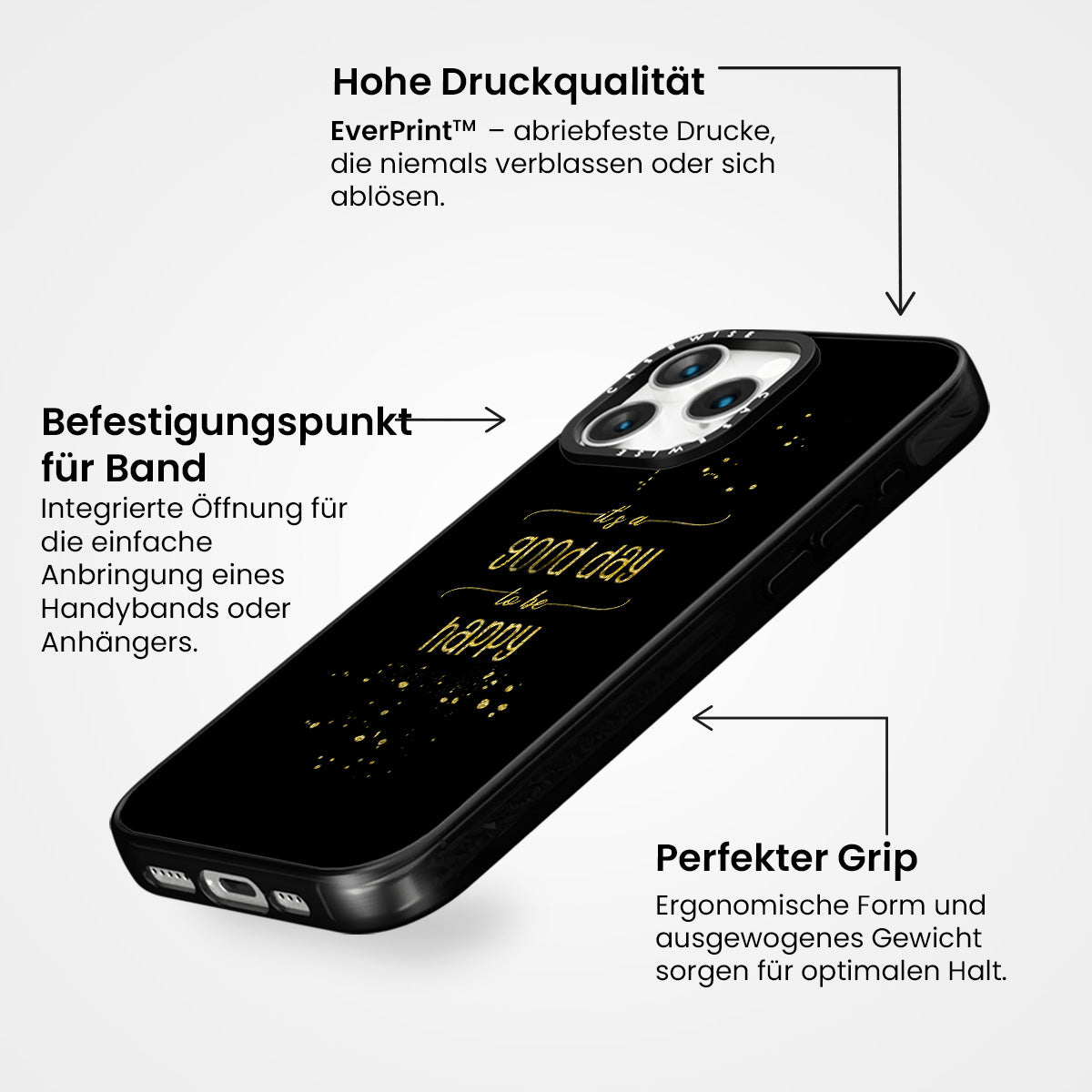 Text Kunst Gold Es ist ein guter Tag, um glücklich zu sein - Hülle