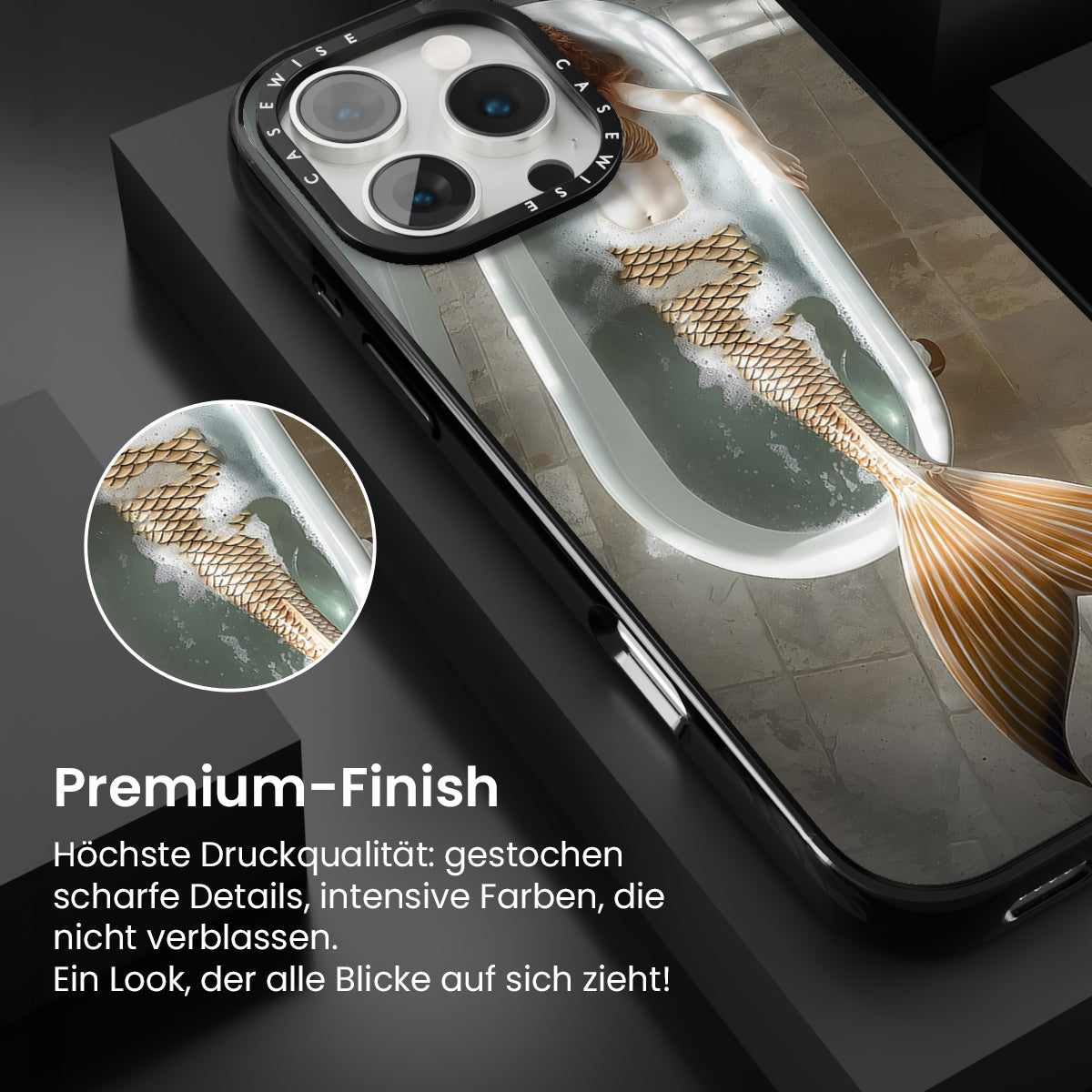 Goldene Meerjungfrau in einer Badewanne - Hülle