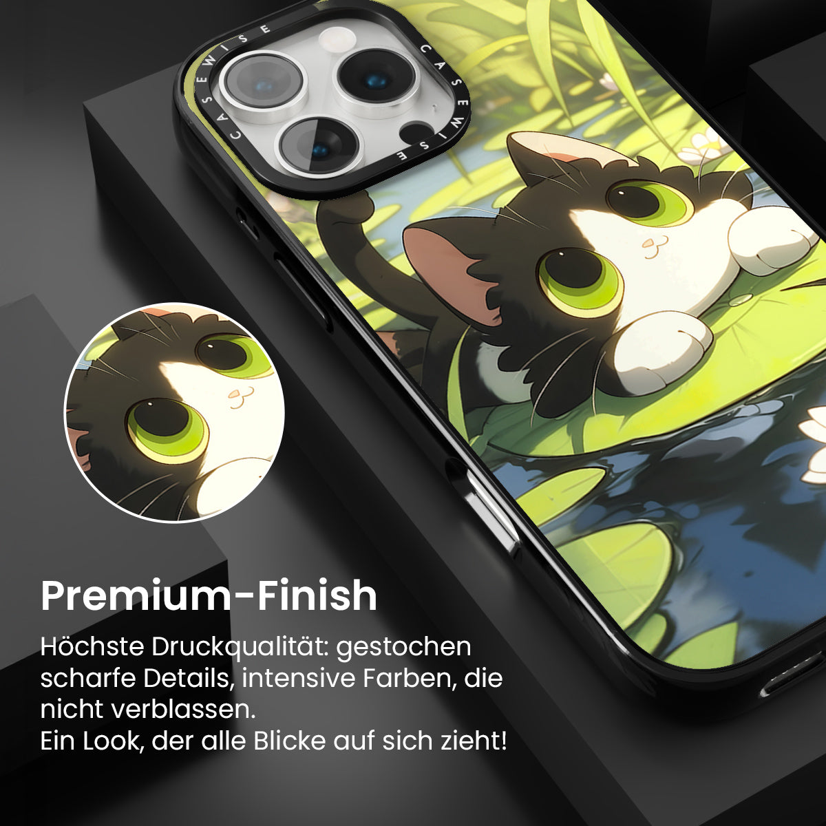 Schöne grüne Katze auf Searose - Hülle