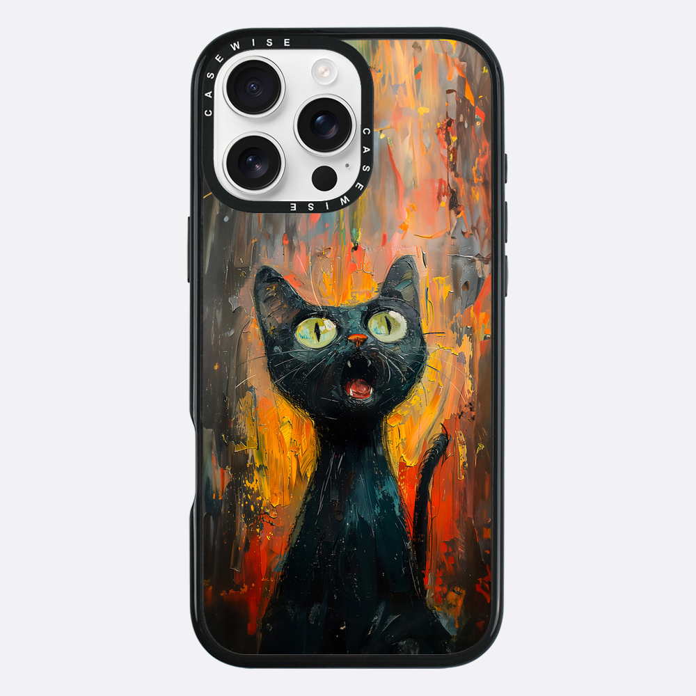 Schwarze schreiende Katze - Hülle