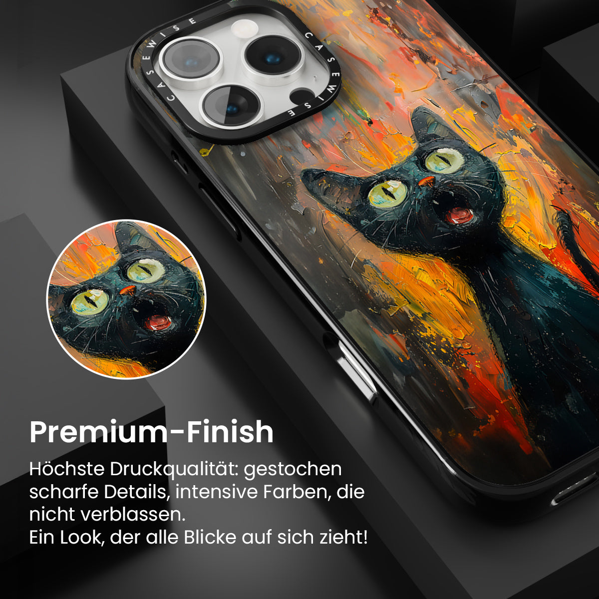 Schwarze schreiende Katze - Hülle