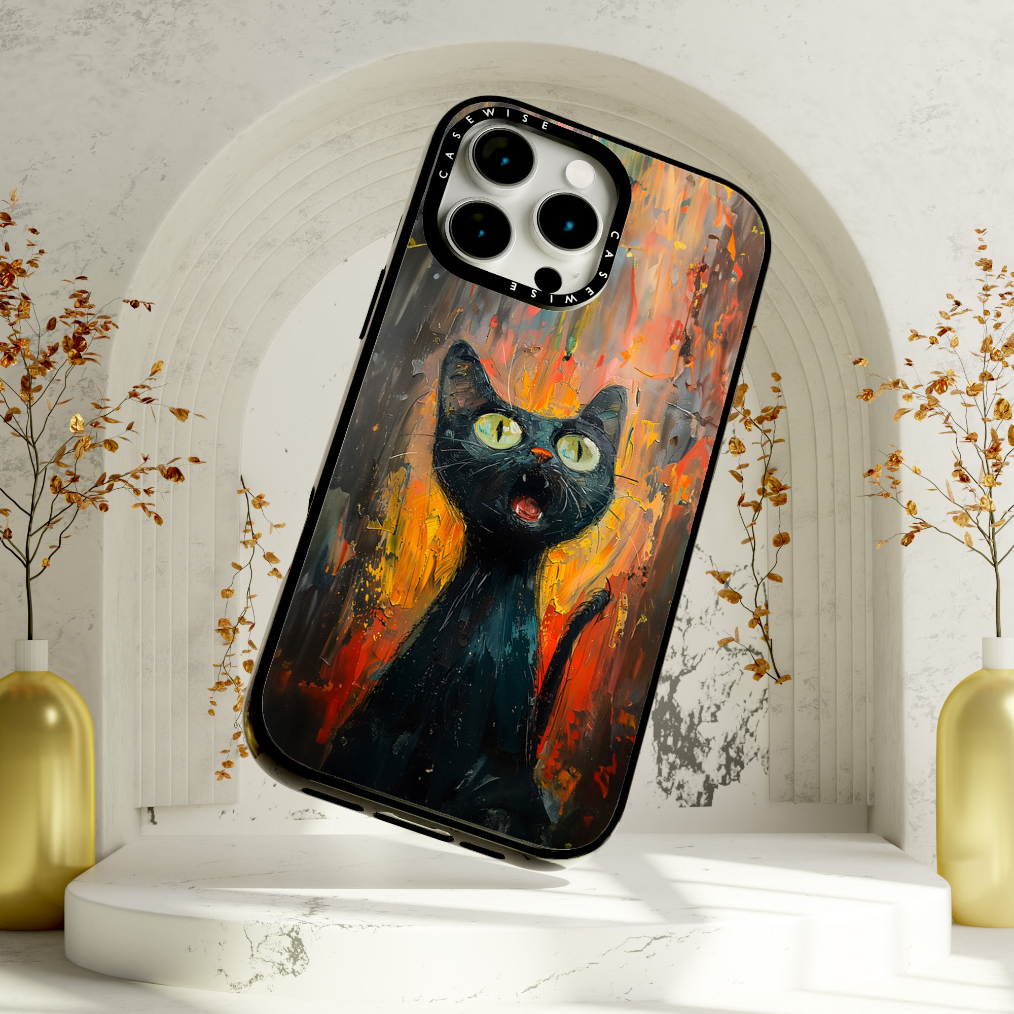 Schwarze schreiende Katze - Hülle