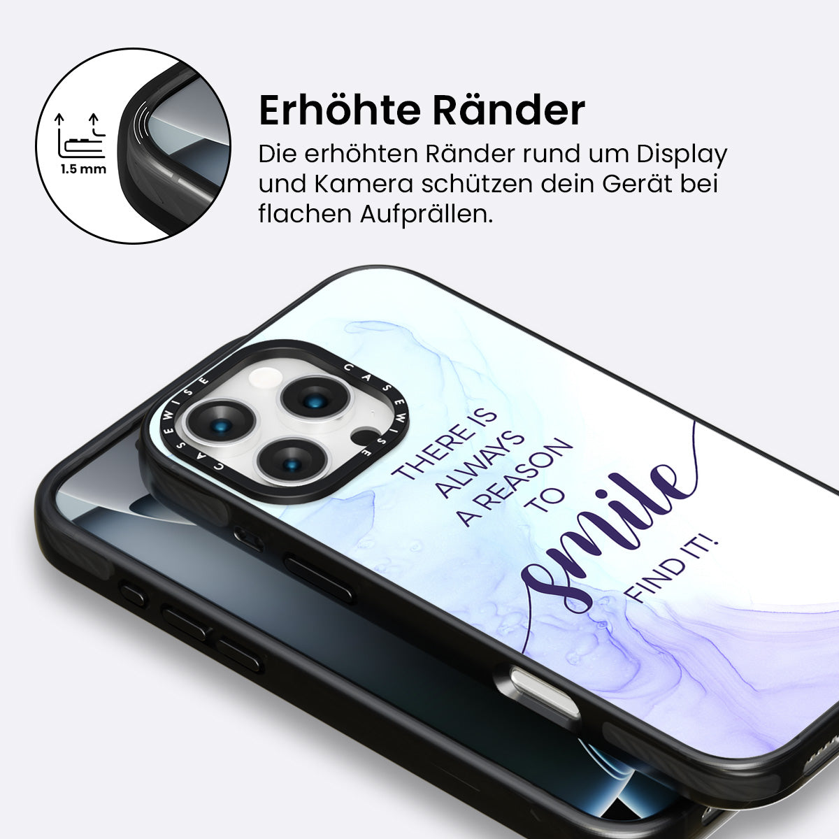 Es gibt immer einen Grund zum Lächeln - schwimmende Farben - Hülle