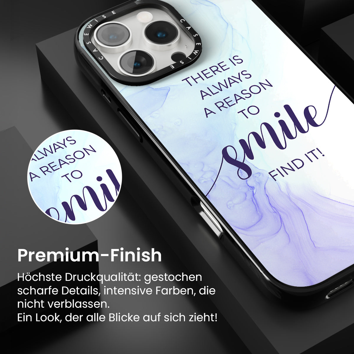 Es gibt immer einen Grund zum Lächeln - schwimmende Farben - Hülle
