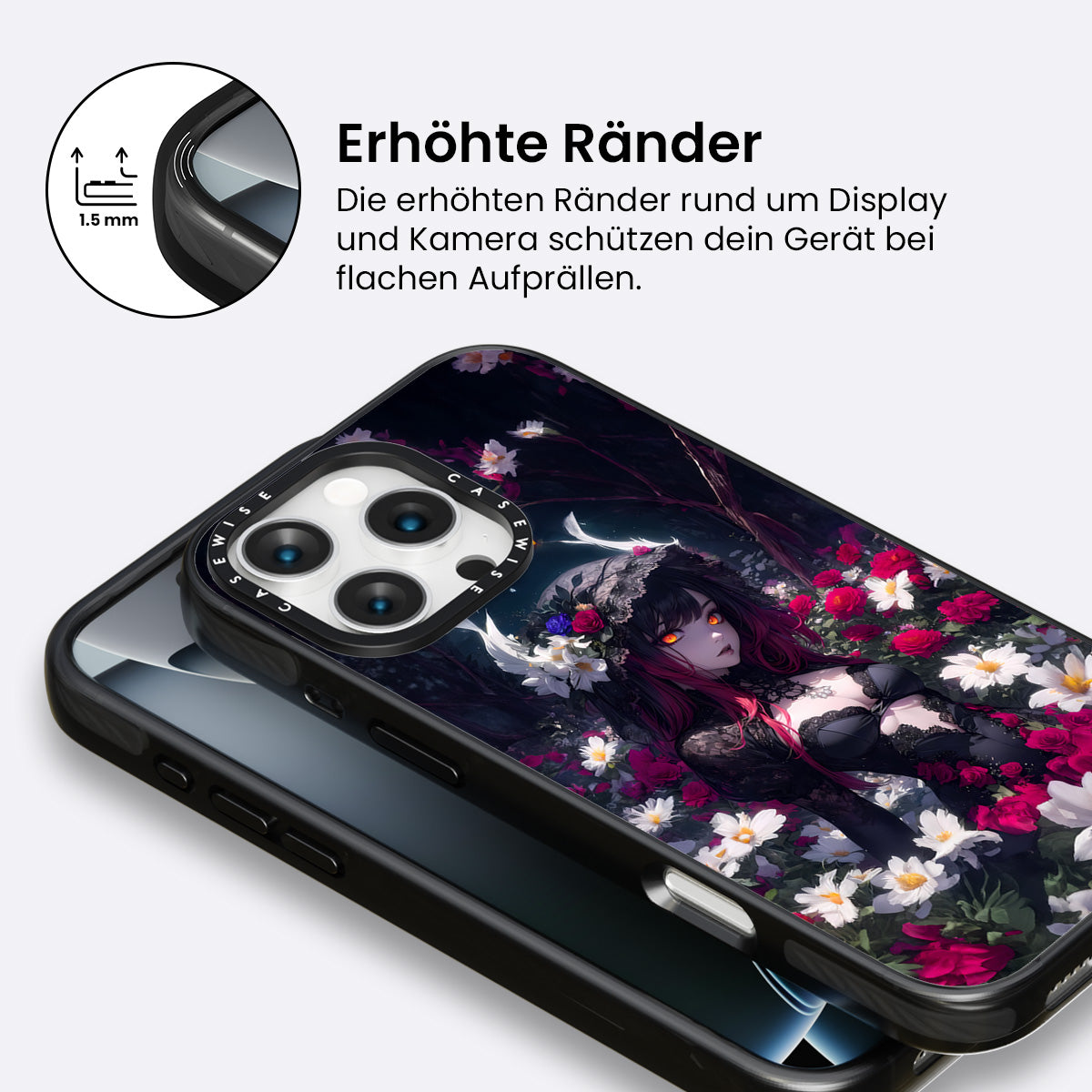 Florale gotische Anime -Mädchen - Hülle