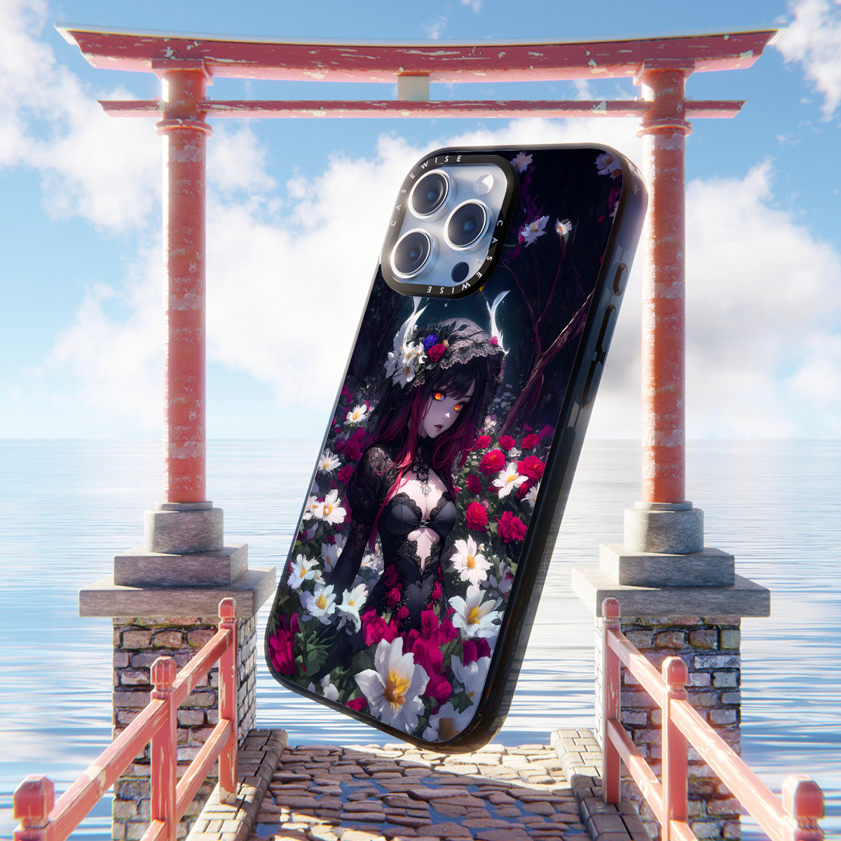 Florale gotische Anime -Mädchen - Hülle
