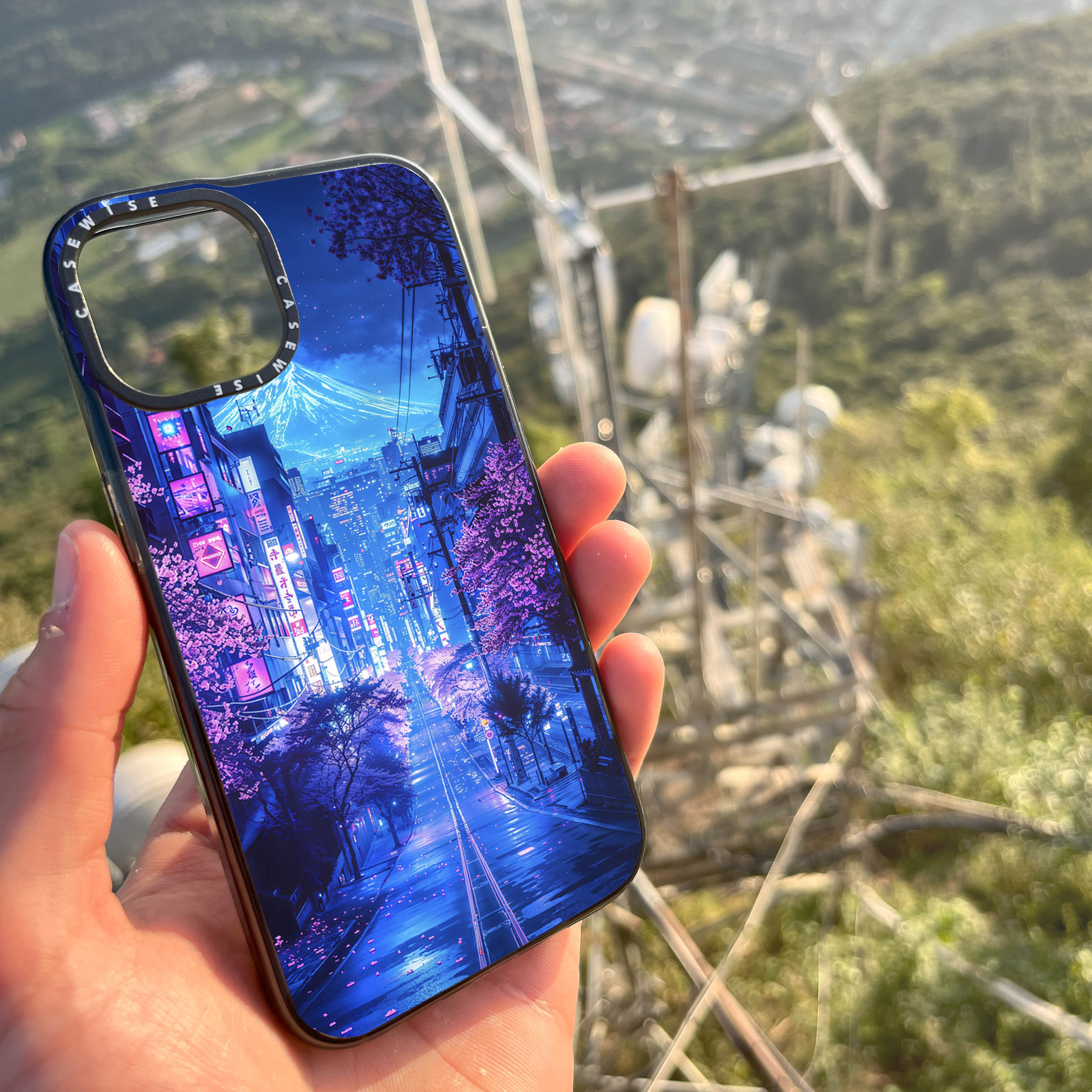 Futuristische Fuji Neonblüte - Hülle