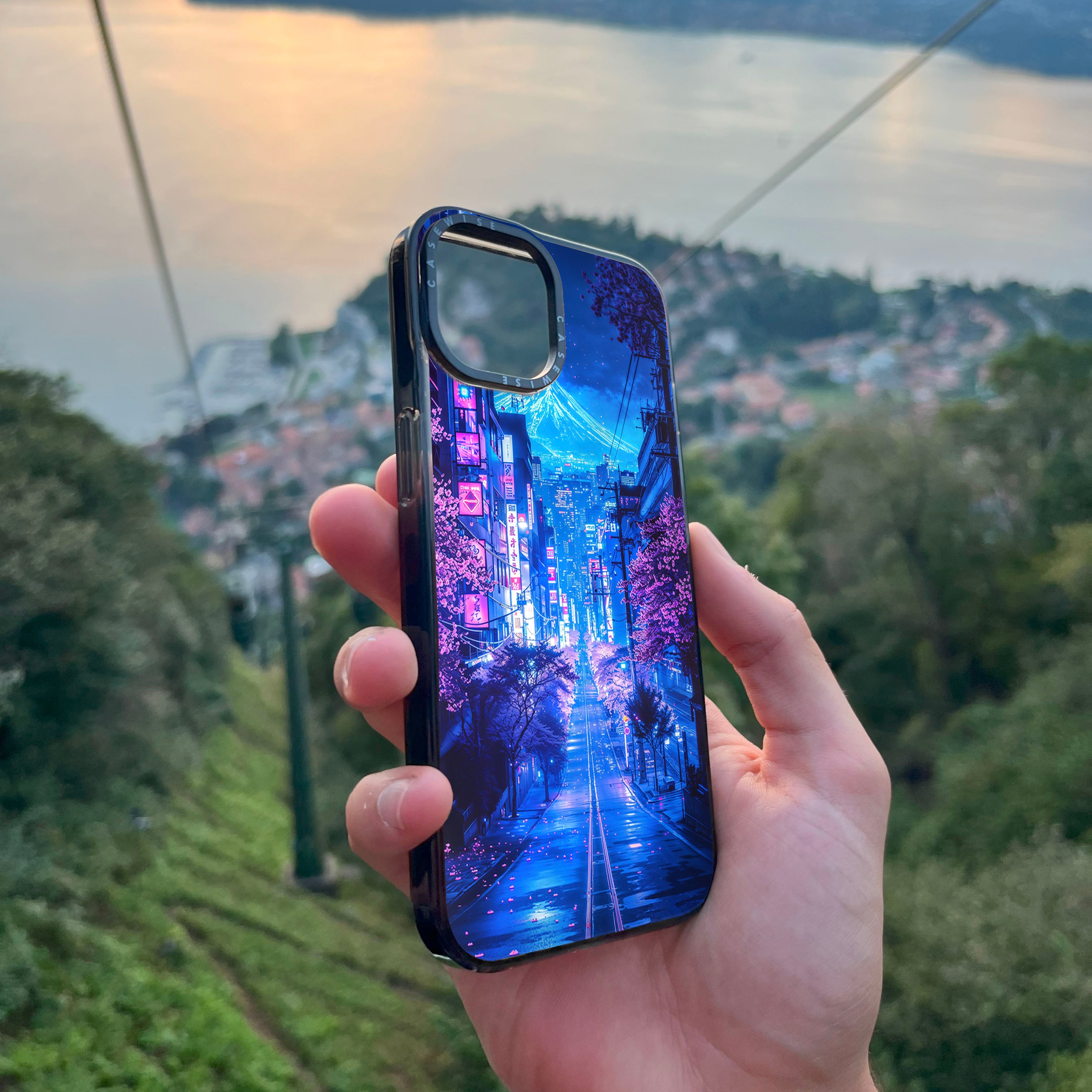 Futuristische Fuji Neonblüte - Hülle