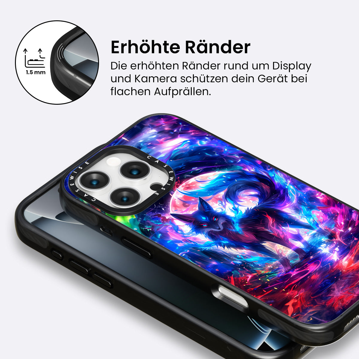 Regenbogen farbenfrohe Kitsune -Fuchs - Hülle