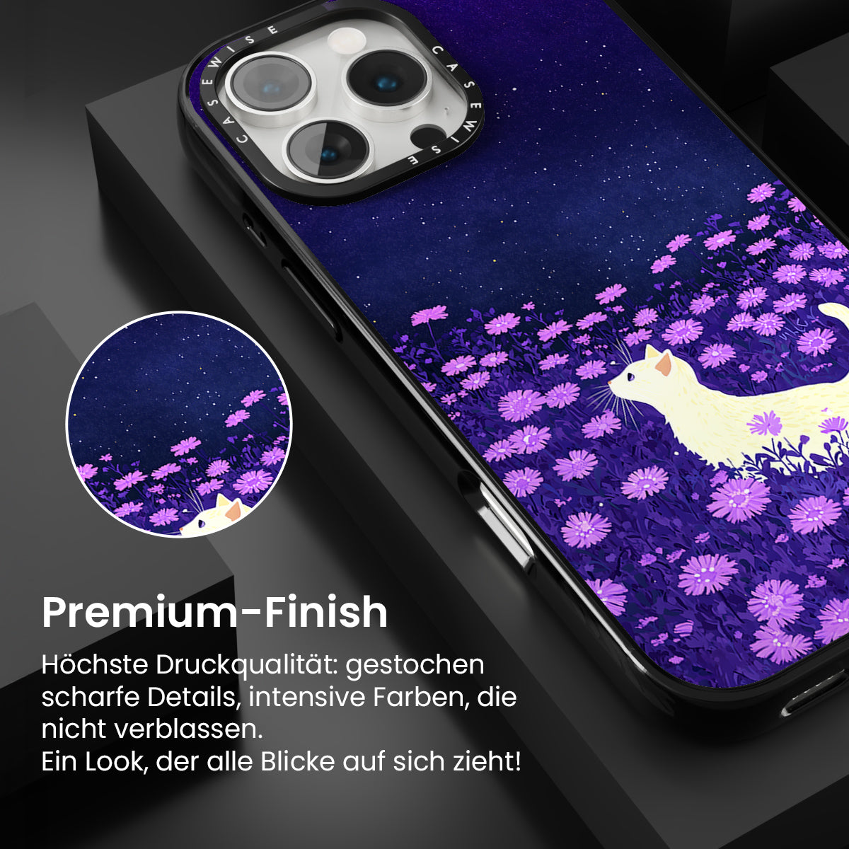 Süße weiße Katze rosa Blumen - Hülle
