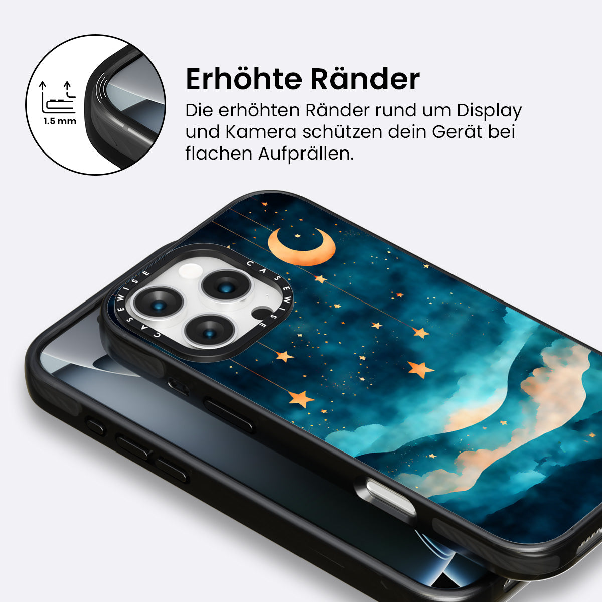 Aquarellträume Sterne Mond Nacht - Hülle