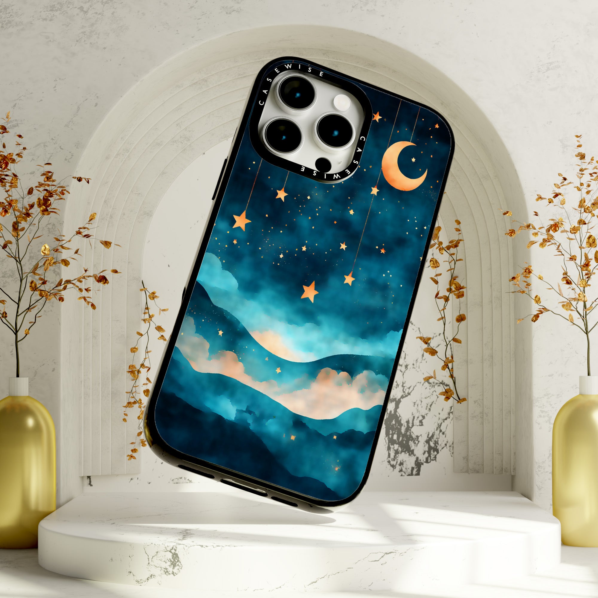 Aquarellträume Sterne Mond Nacht - Hülle
