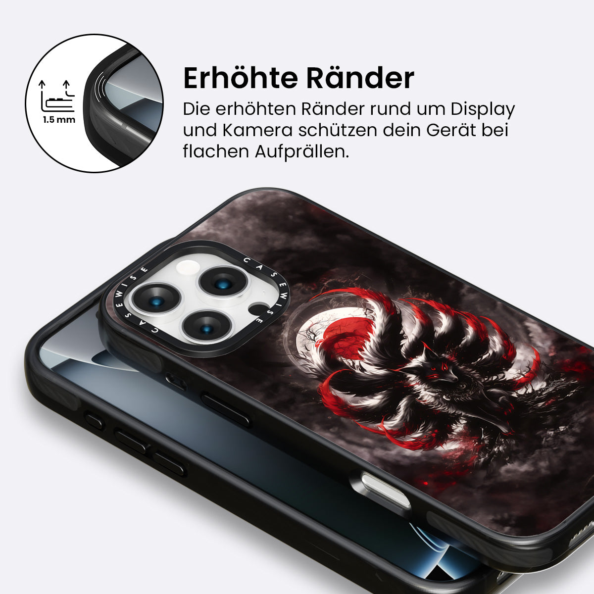 Schwarzer und roter Kitsune -Fuchs - Hülle