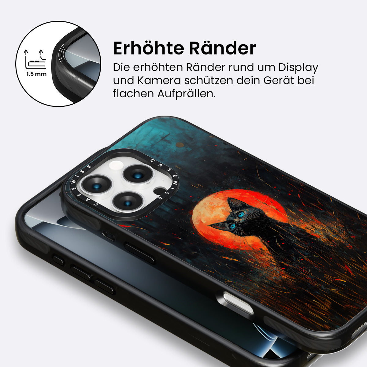 Rote Mondlicht schwarze Katze - Hülle