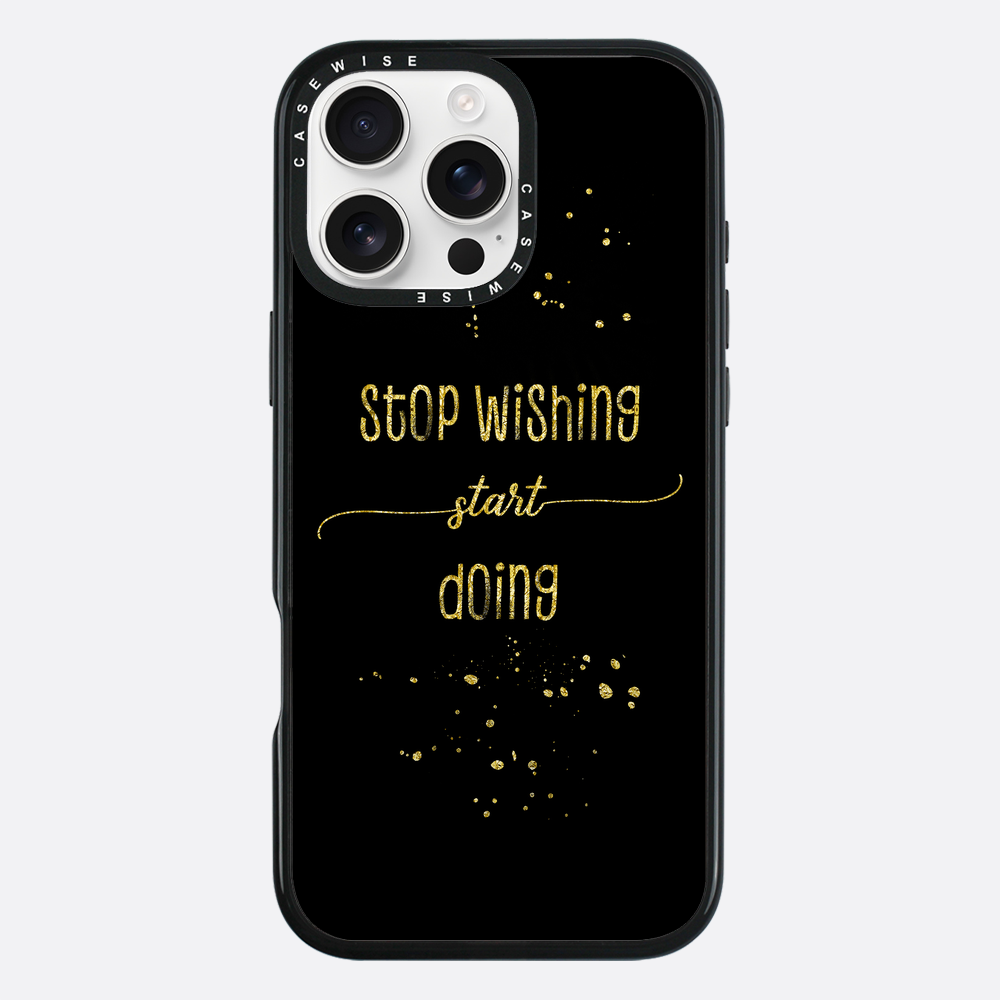 Textkunst Gold Stop Wünschten Sie an, beginnen zu - Hülle