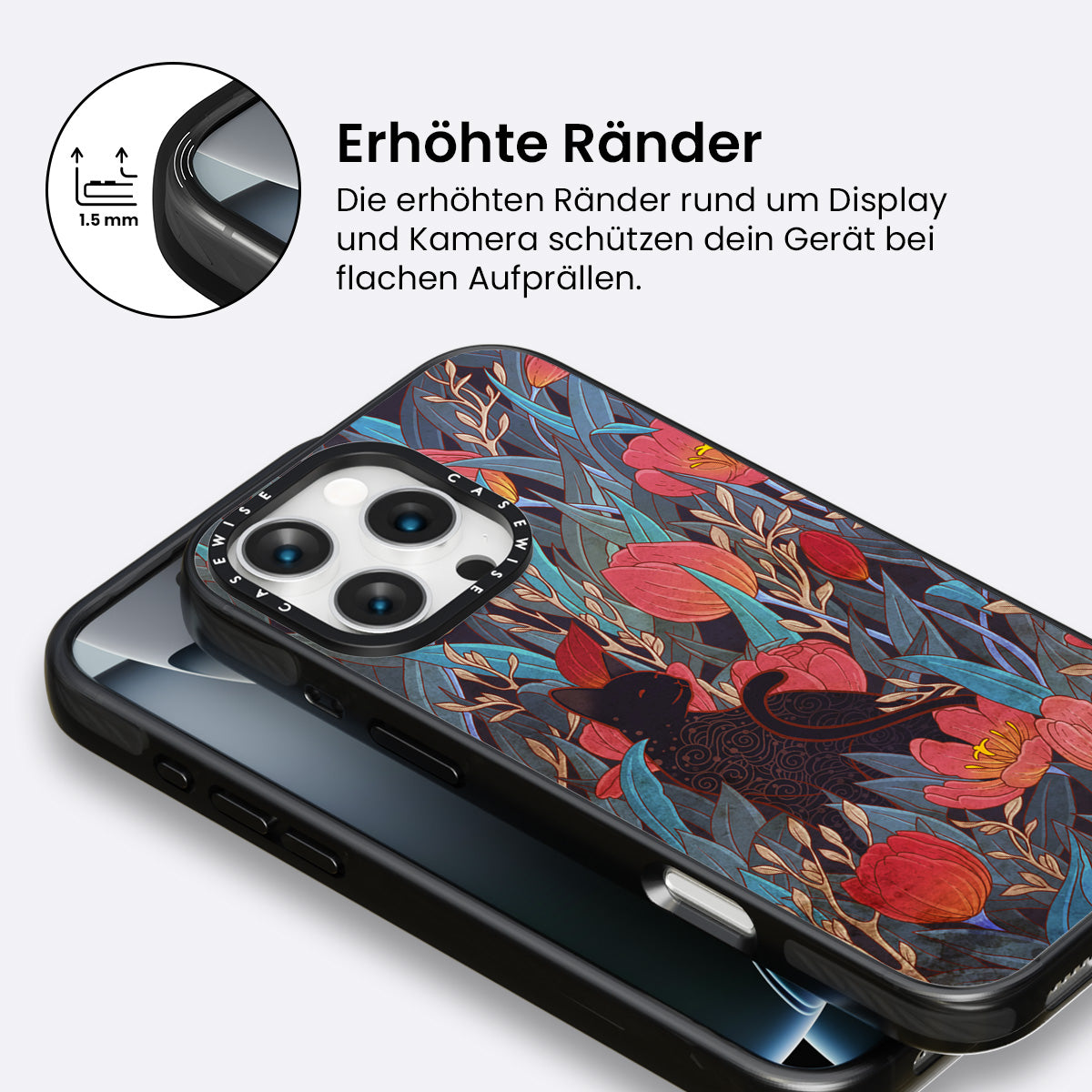 Schwarze Katze und Tulpen - Hülle