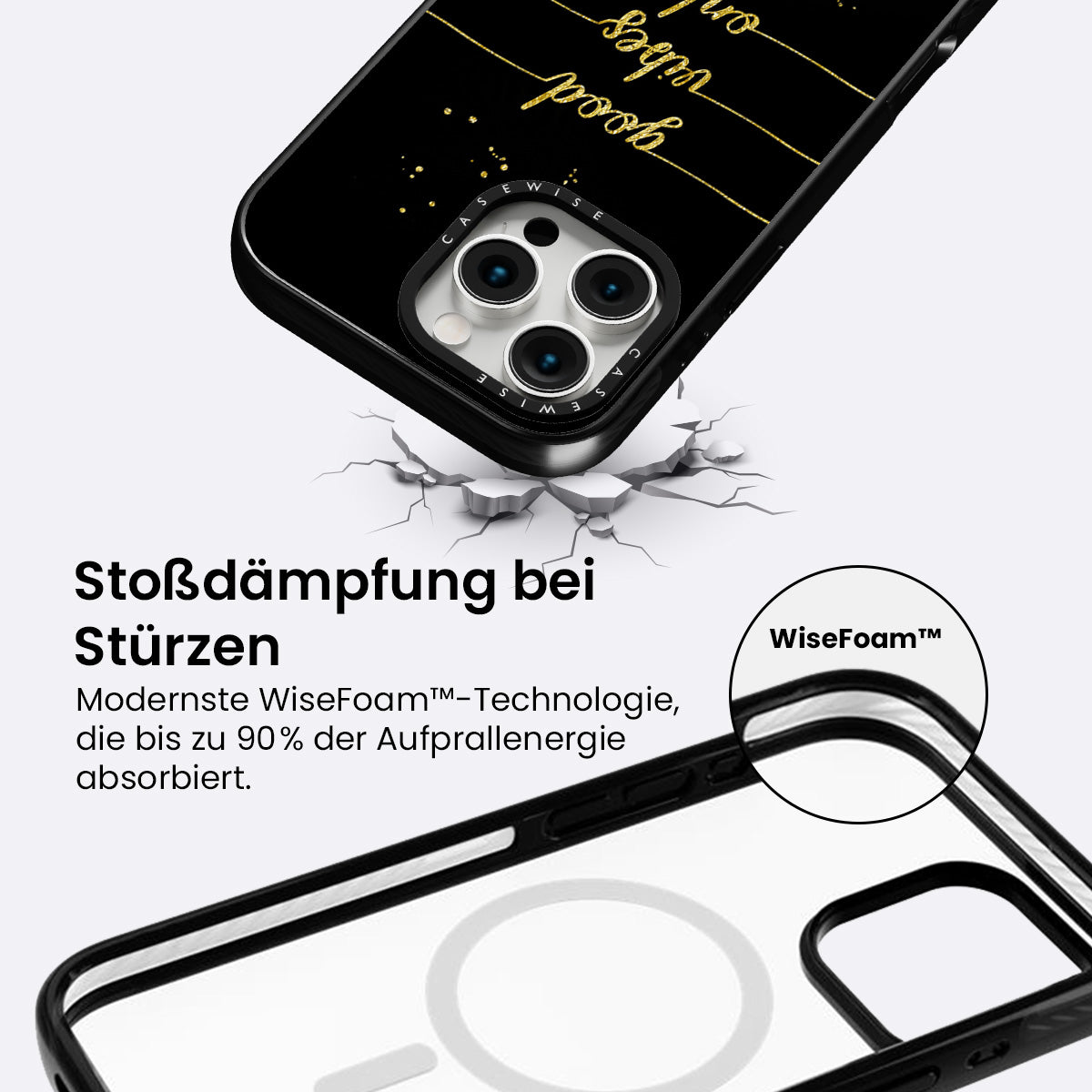 Text Kunst Gold nur gute Stimmung - Hülle