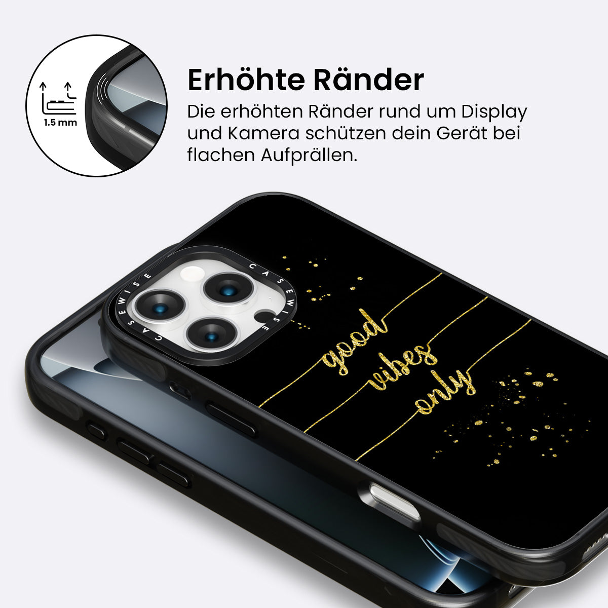 Text Kunst Gold nur gute Stimmung - Hülle
