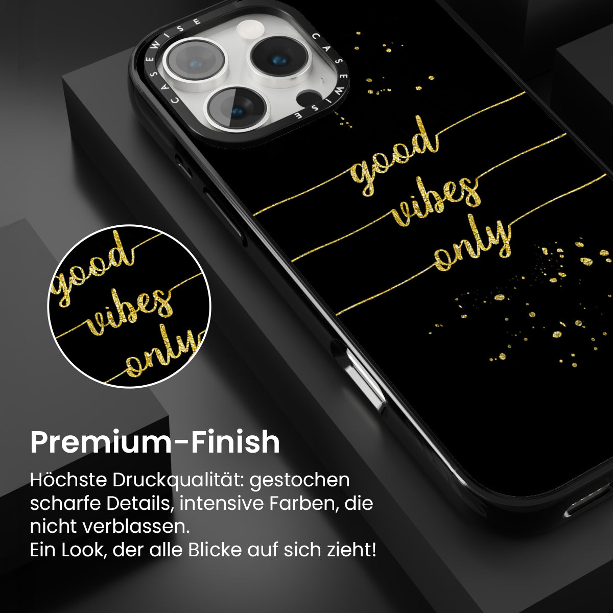 Text Kunst Gold nur gute Stimmung - Hülle
