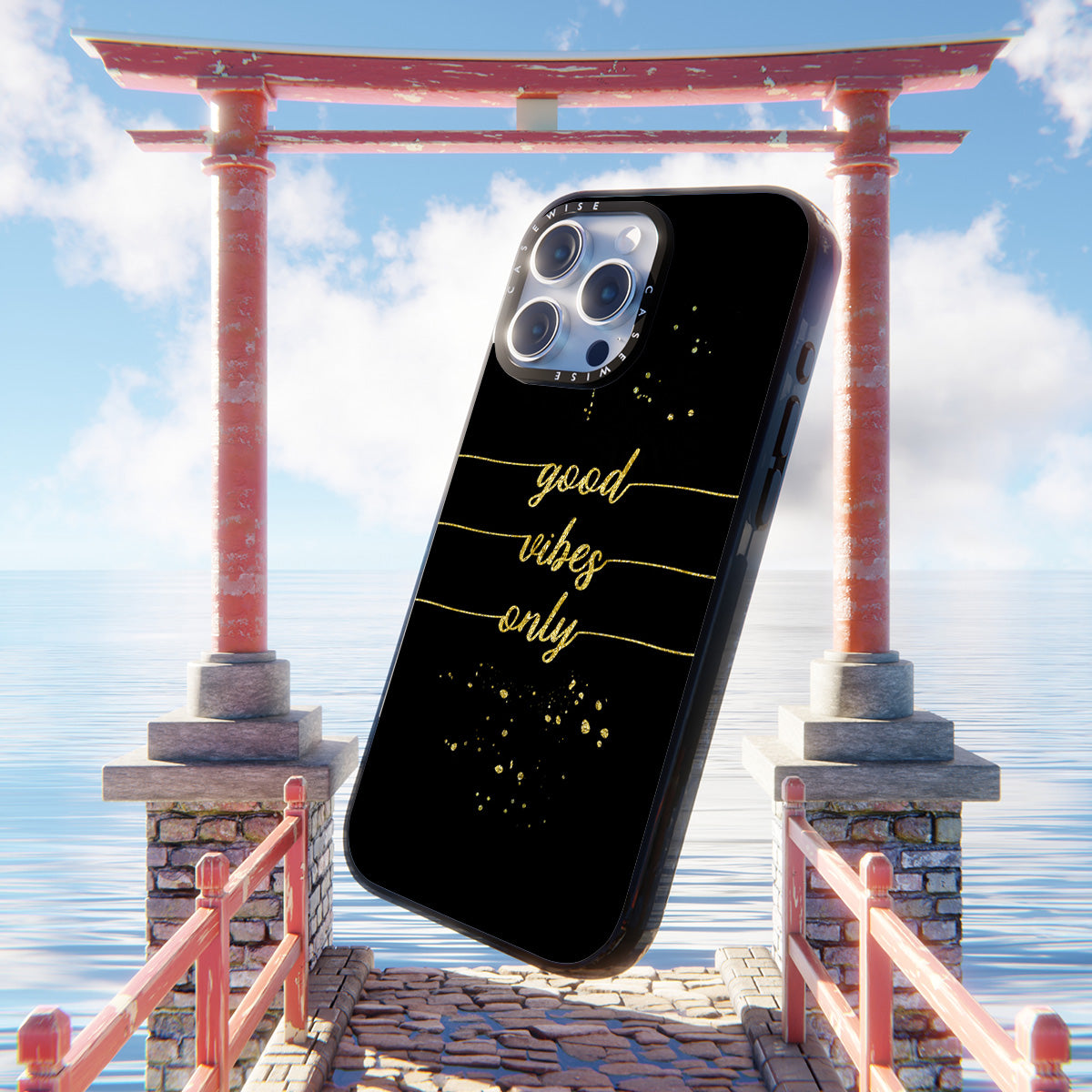 Text Kunst Gold nur gute Stimmung - Hülle