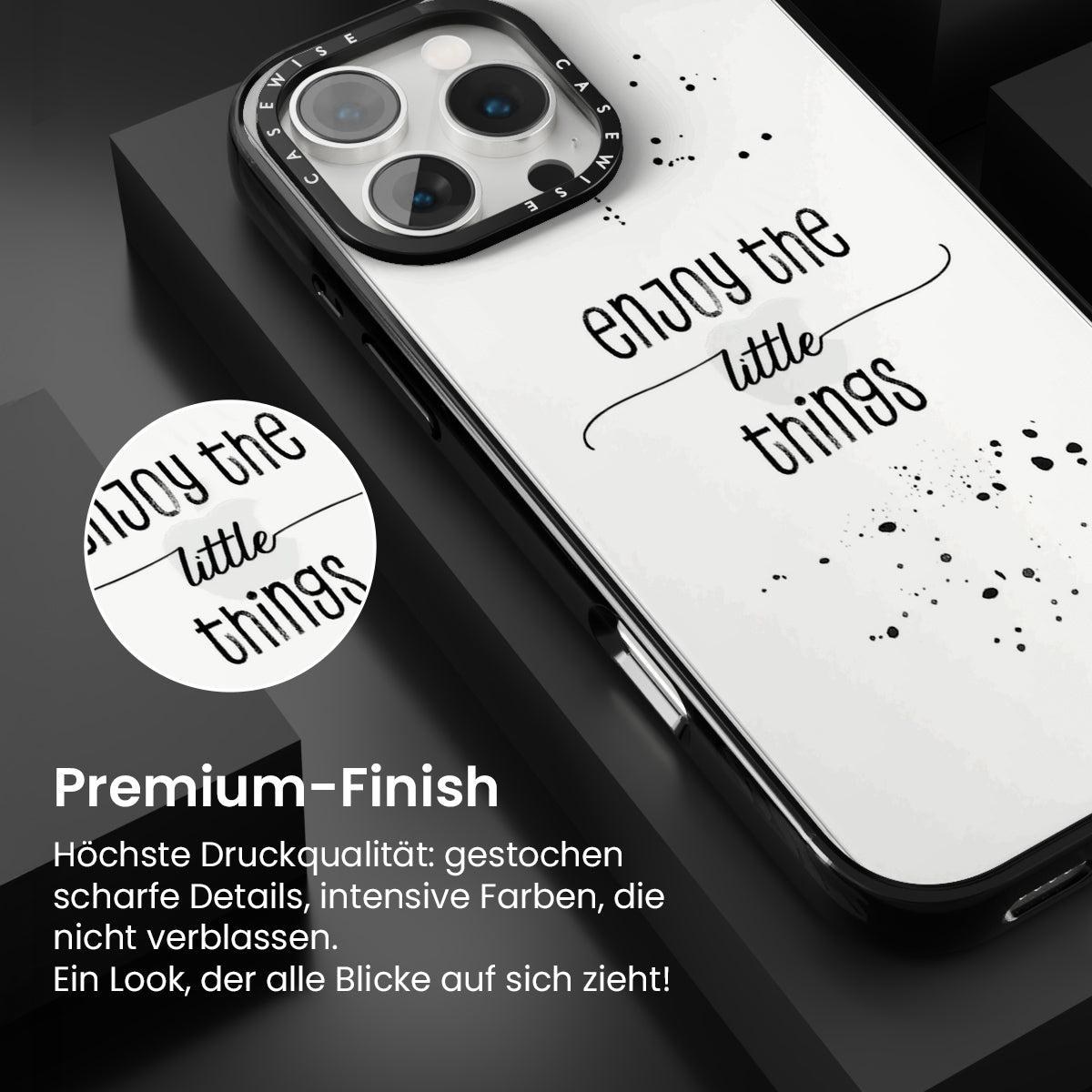 Textkunst genießen Sie die kleinen Dinge - Hülle