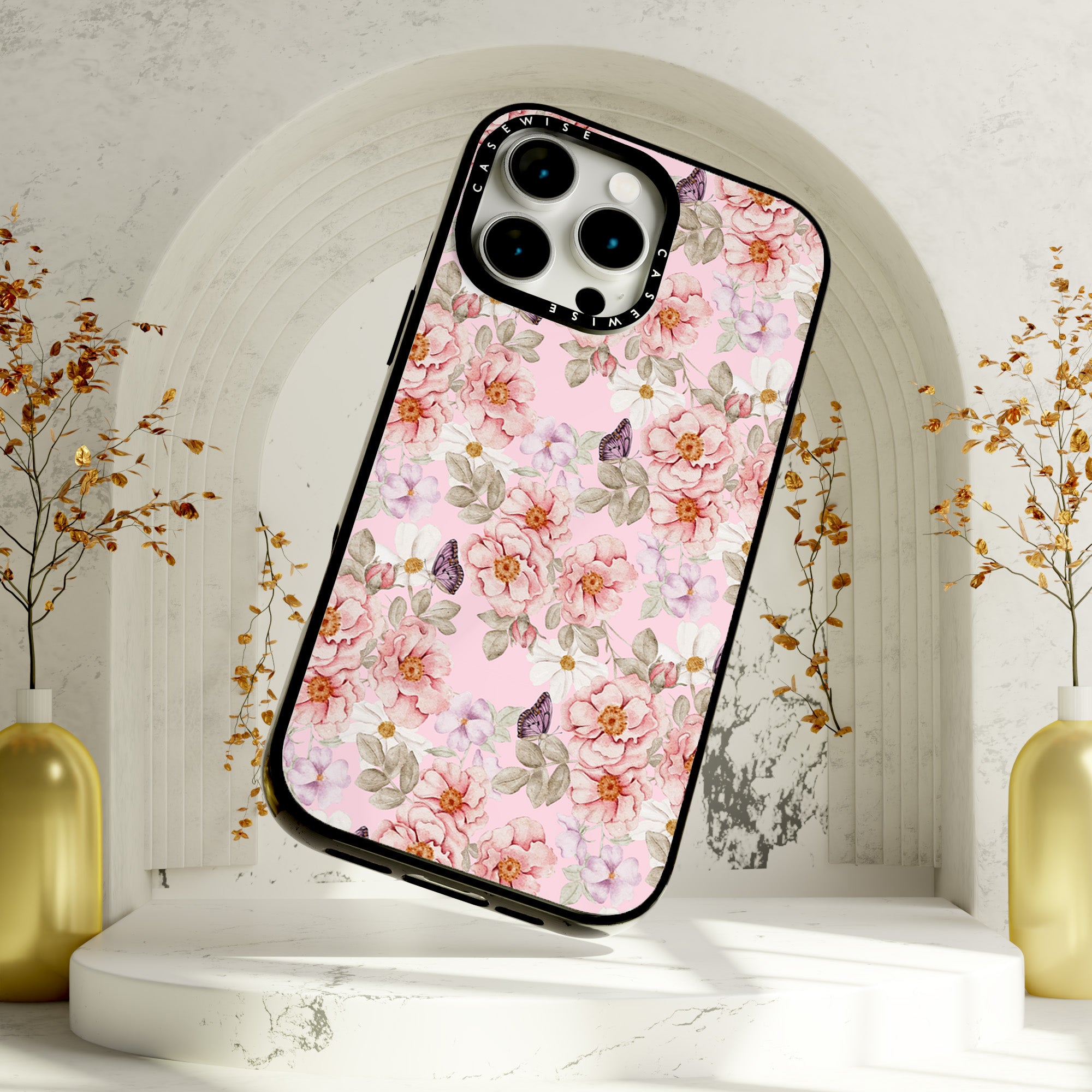 Ein Blumengarten auf einem rosa Hintergrund - Hülle