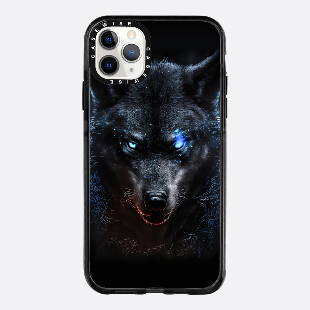 schwarze wütende wolfblaue Augen - Hülle