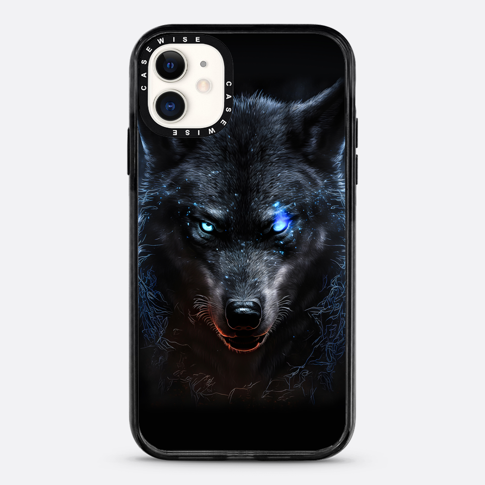 schwarze wütende wolfblaue Augen - Hülle