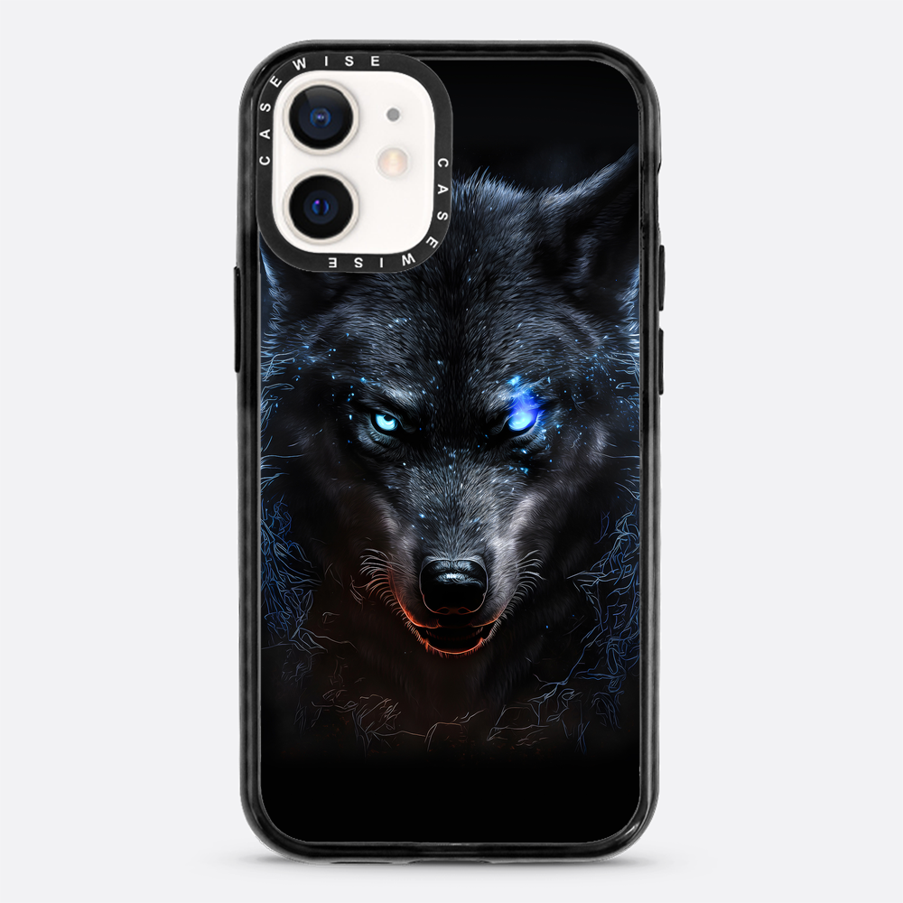 schwarze wütende wolfblaue Augen - Hülle