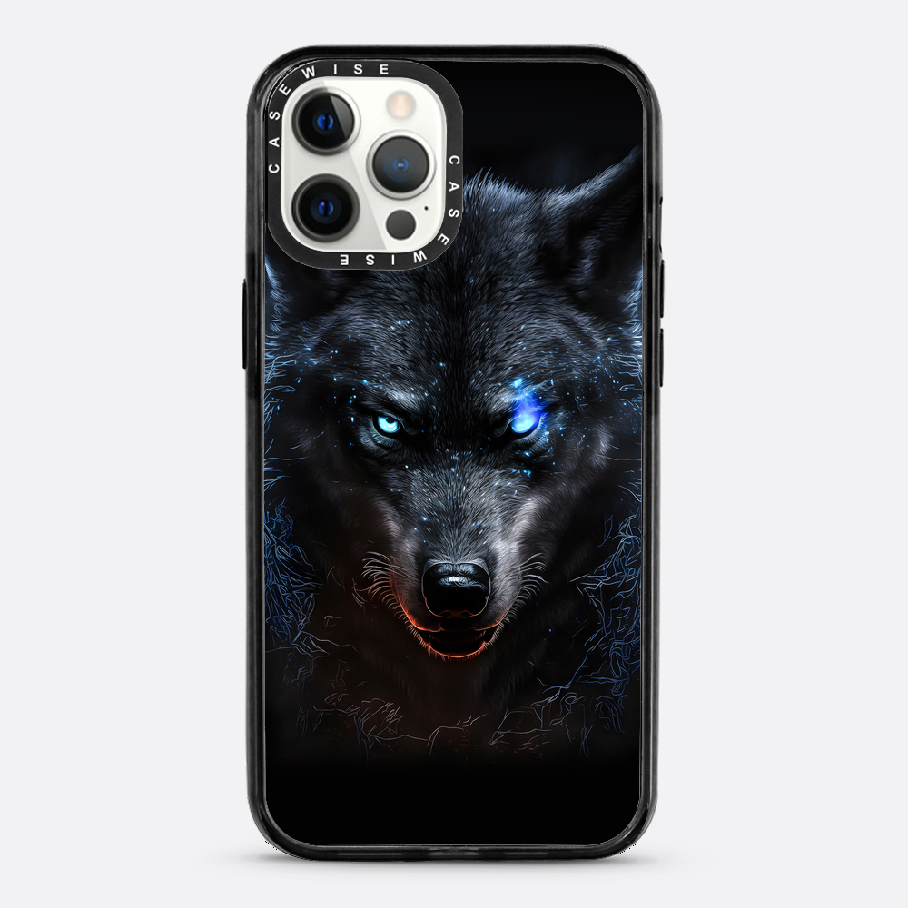 schwarze wütende wolfblaue Augen - Hülle