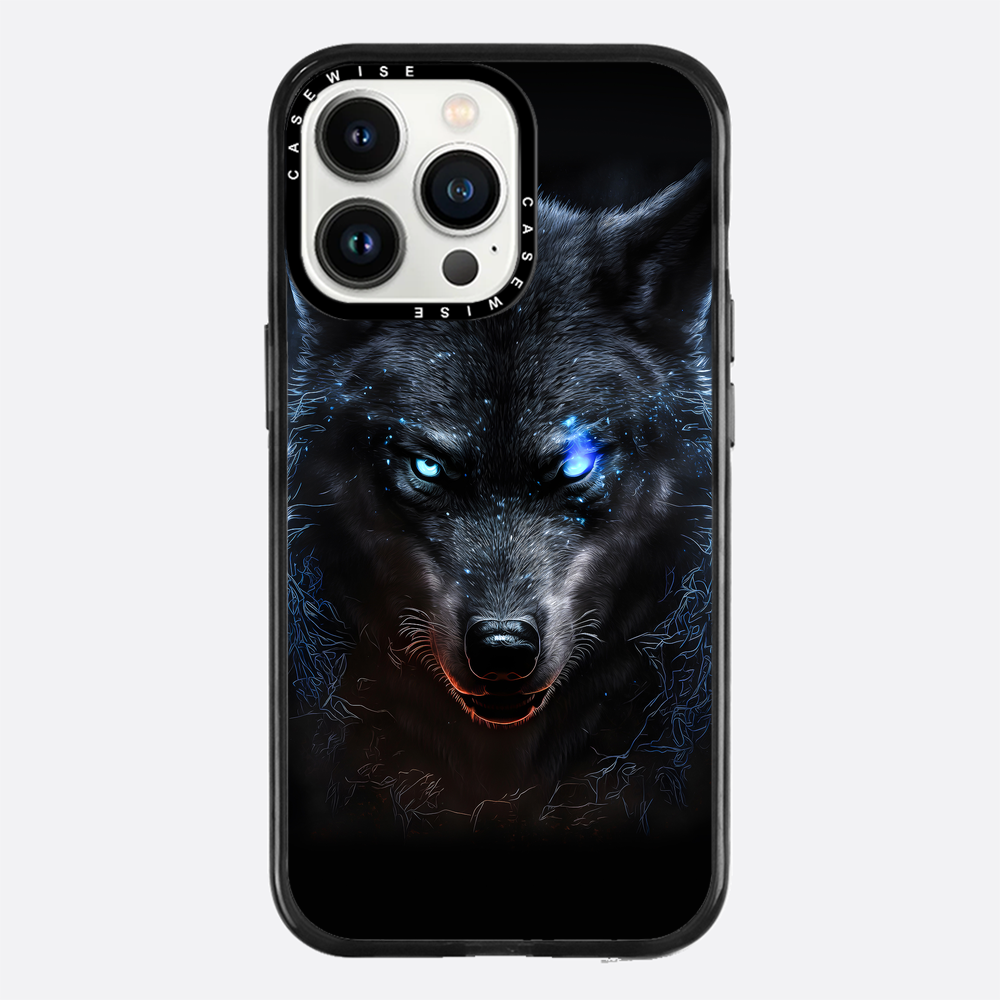 schwarze wütende wolfblaue Augen - Hülle