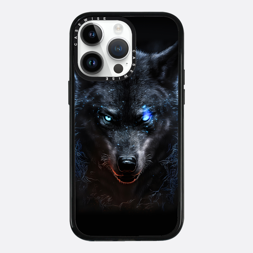 schwarze wütende wolfblaue Augen - Hülle