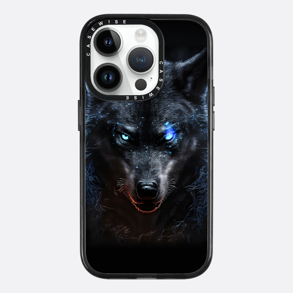 schwarze wütende wolfblaue Augen - Hülle