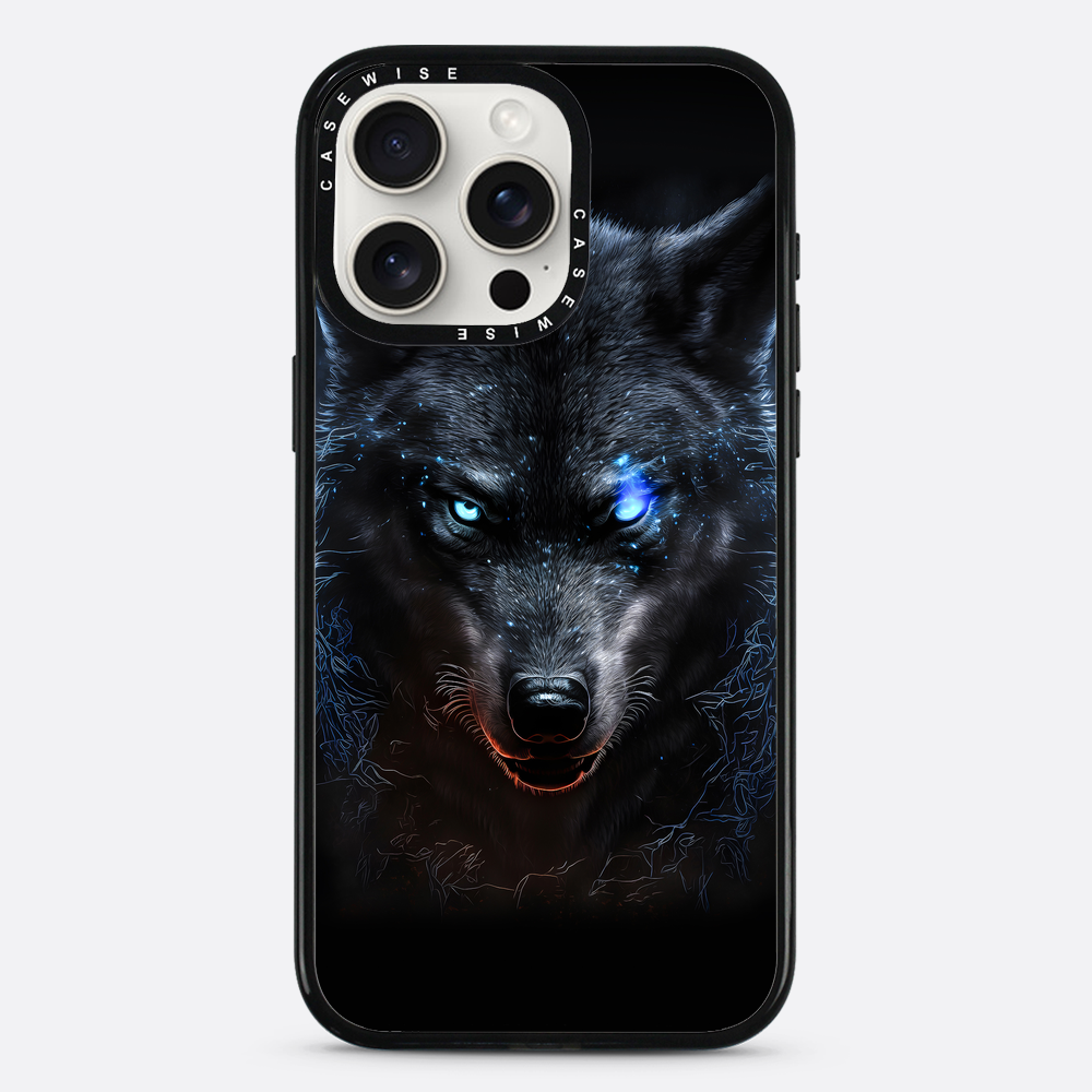 schwarze wütende wolfblaue Augen - Hülle