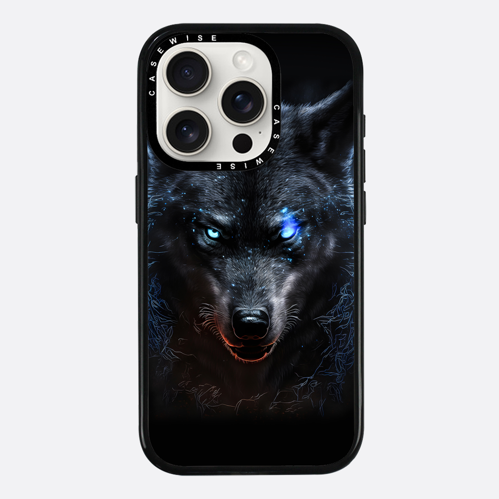schwarze wütende wolfblaue Augen - Hülle