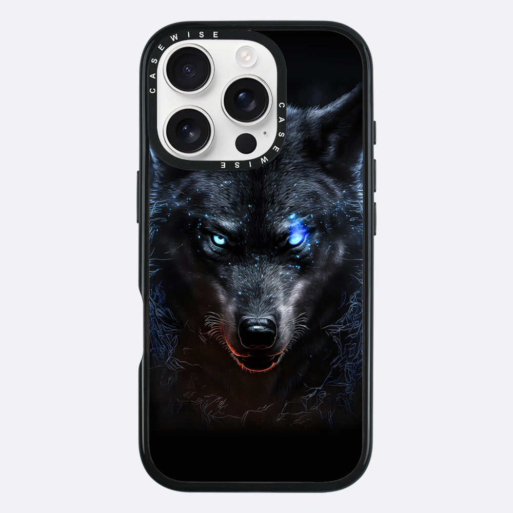 schwarze wütende wolfblaue Augen - Hülle