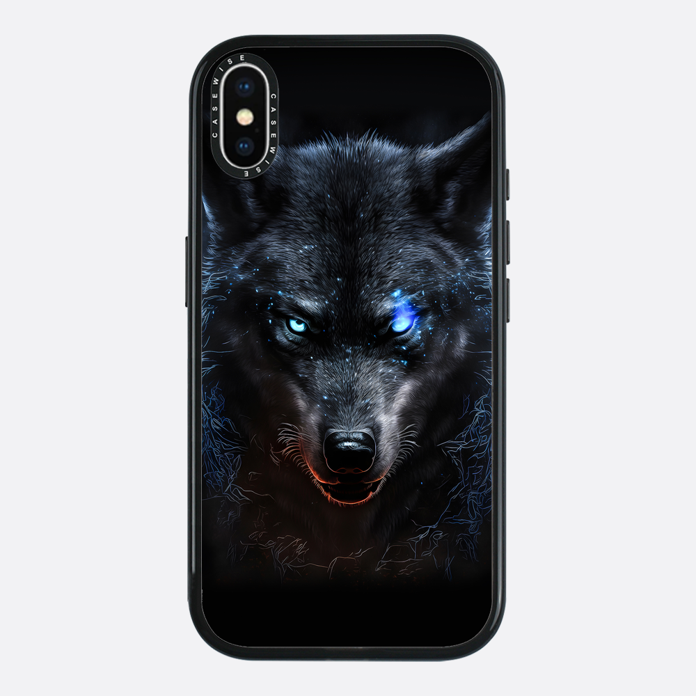 schwarze wütende wolfblaue Augen - Hülle