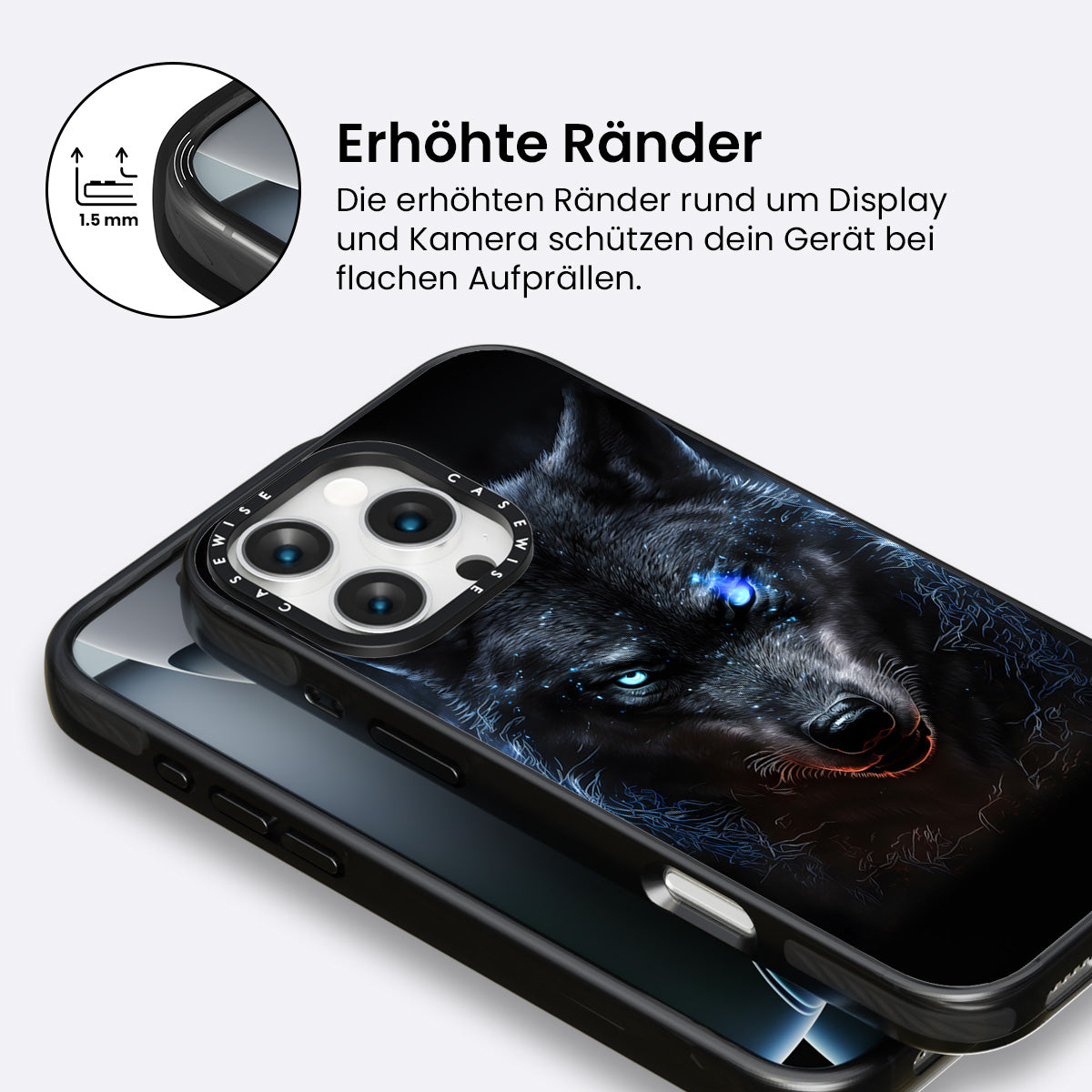 schwarze wütende wolfblaue Augen - Hülle