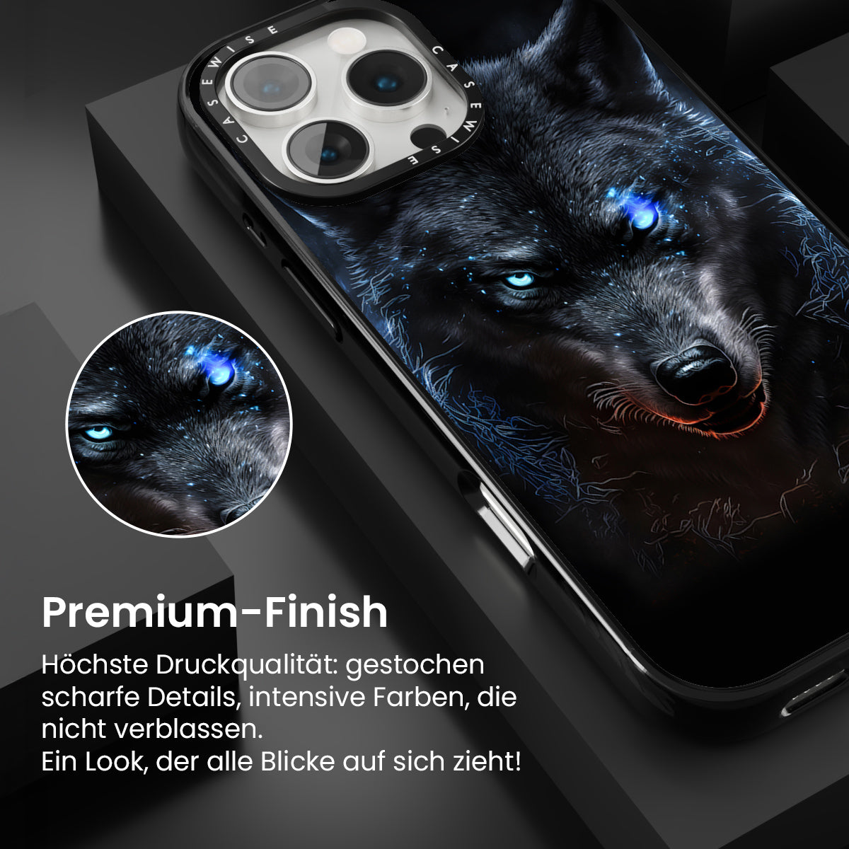 schwarze wütende wolfblaue Augen - Hülle