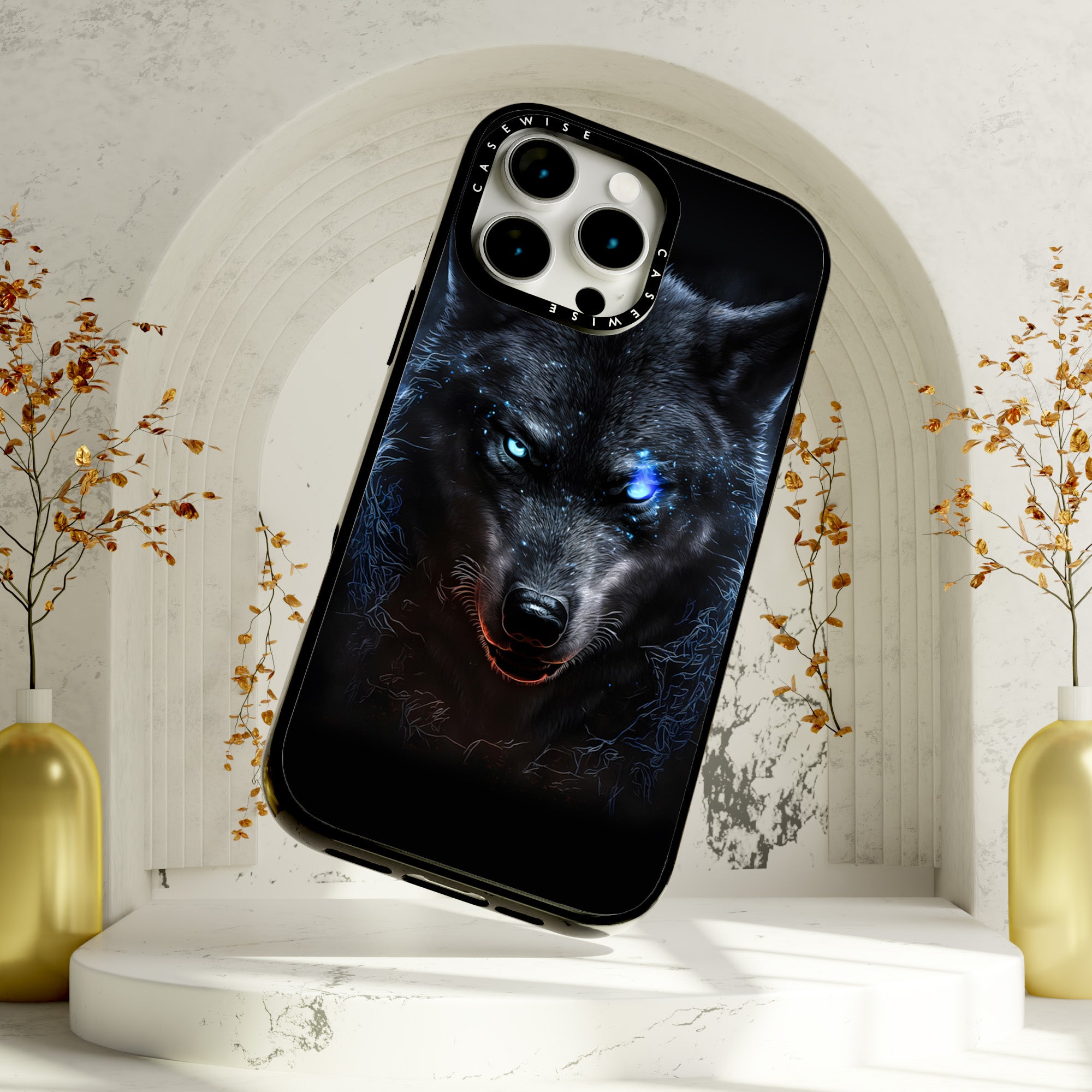 schwarze wütende wolfblaue Augen - Hülle