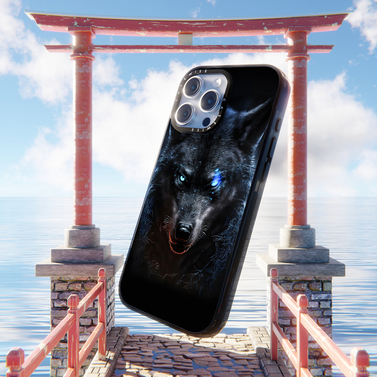 schwarze wütende wolfblaue Augen - Hülle