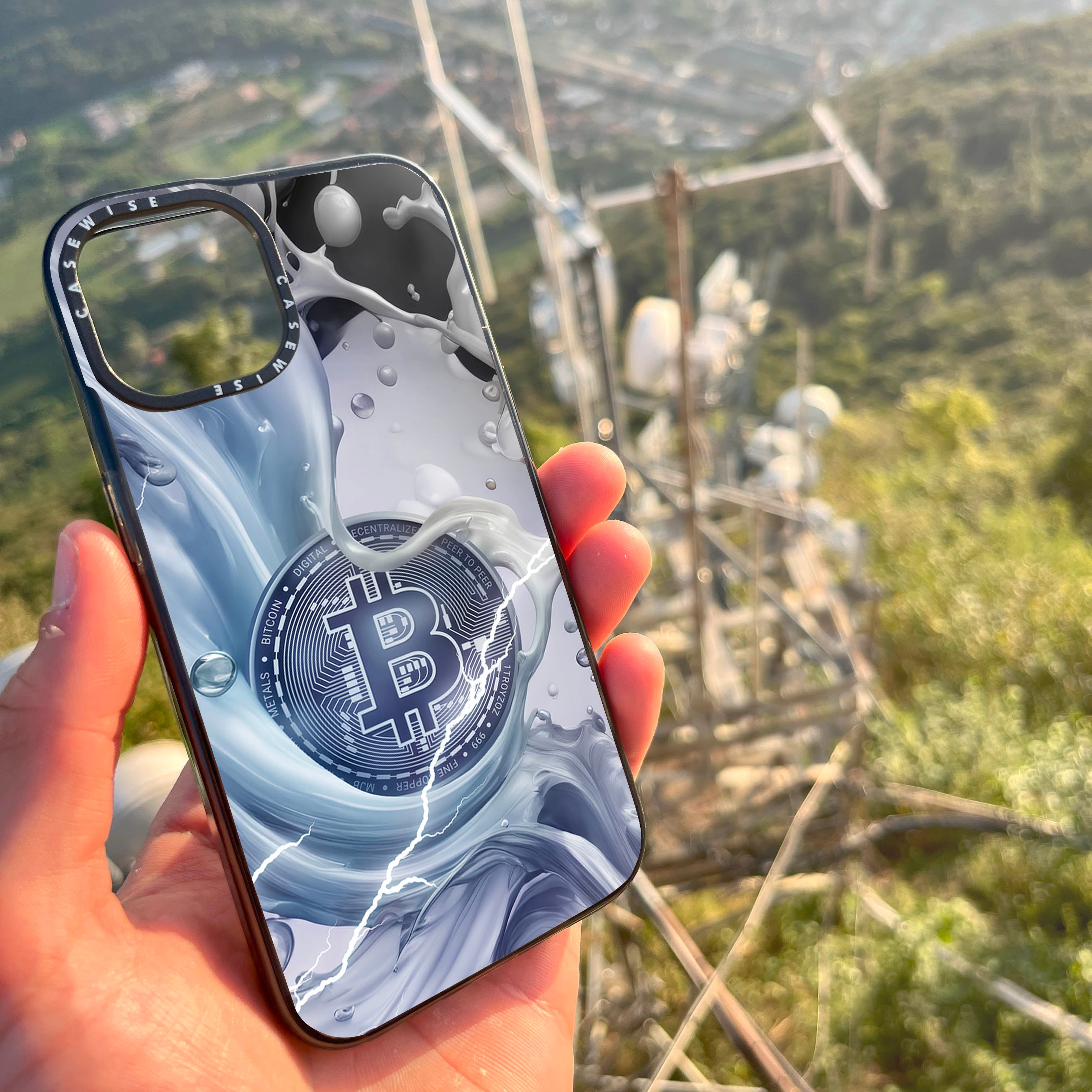 Crypto Art Bitcoin Spritzer - Blau - Hülle