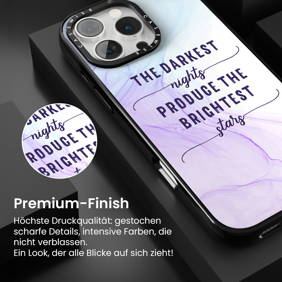 Die dunkelsten Nächte produzieren die hellsten Sterne |Schwimmende Farben - Hülle