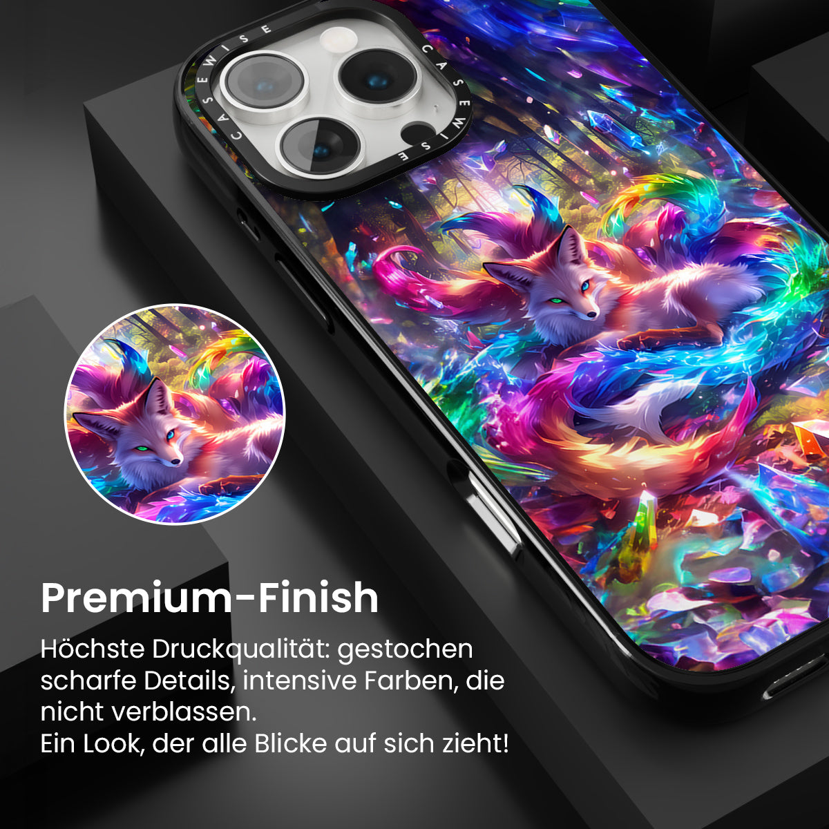 Kristallregenbogen -Kitsune -Fuchs - Hülle