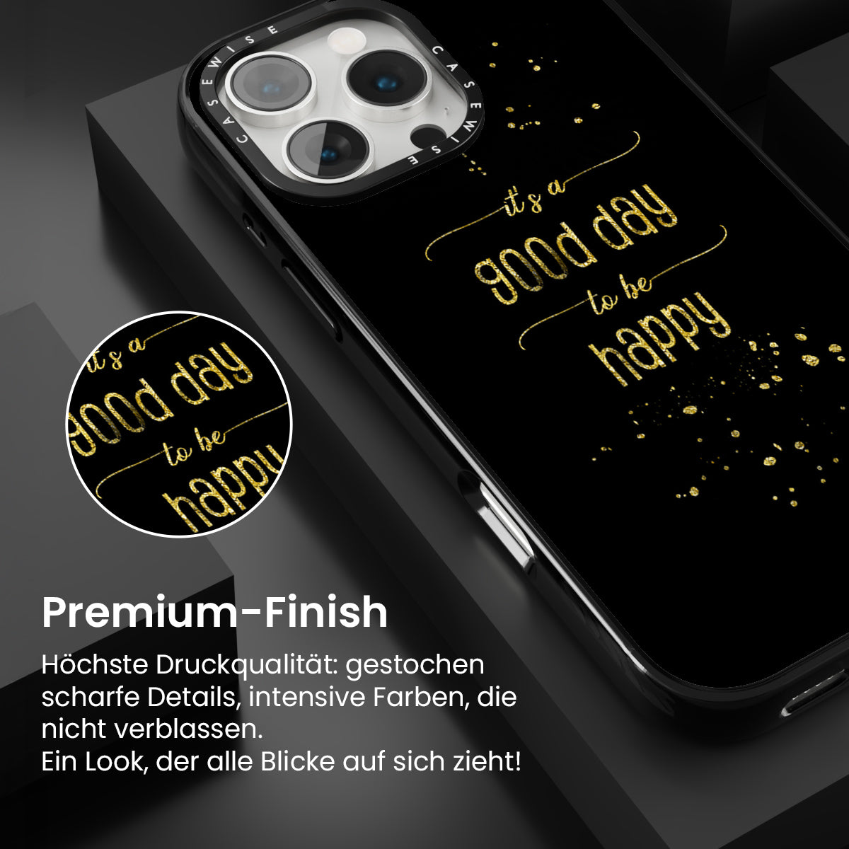 Text Kunst Gold Es ist ein guter Tag, um glücklich zu sein - Hülle