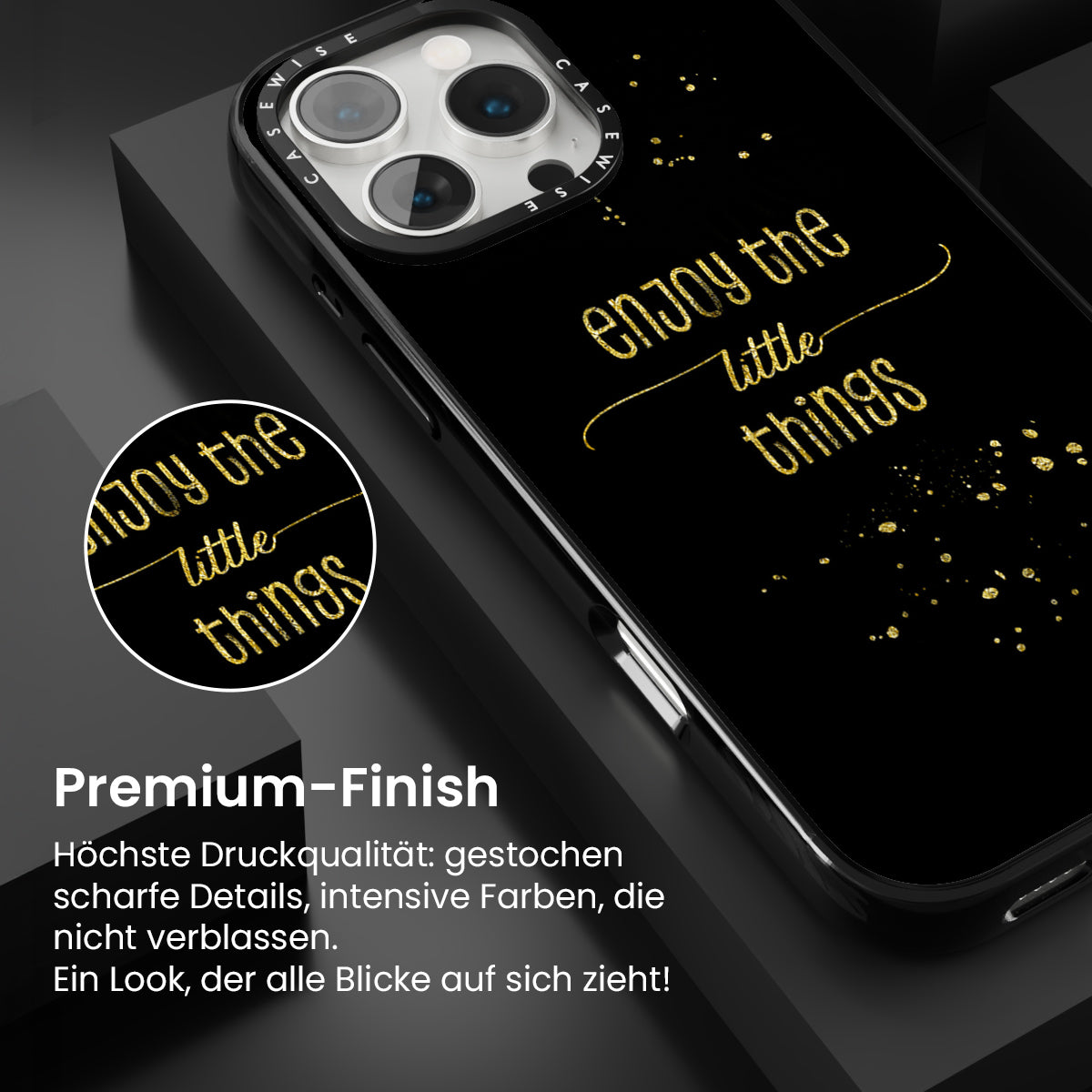 Text Kunst Gold Genießen Sie die kleinen Dinge - Hülle