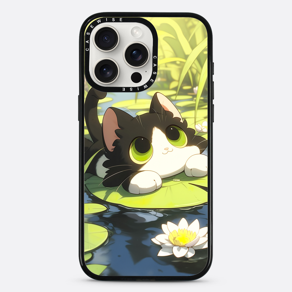 Schöne grüne Katze auf Searose - Hülle